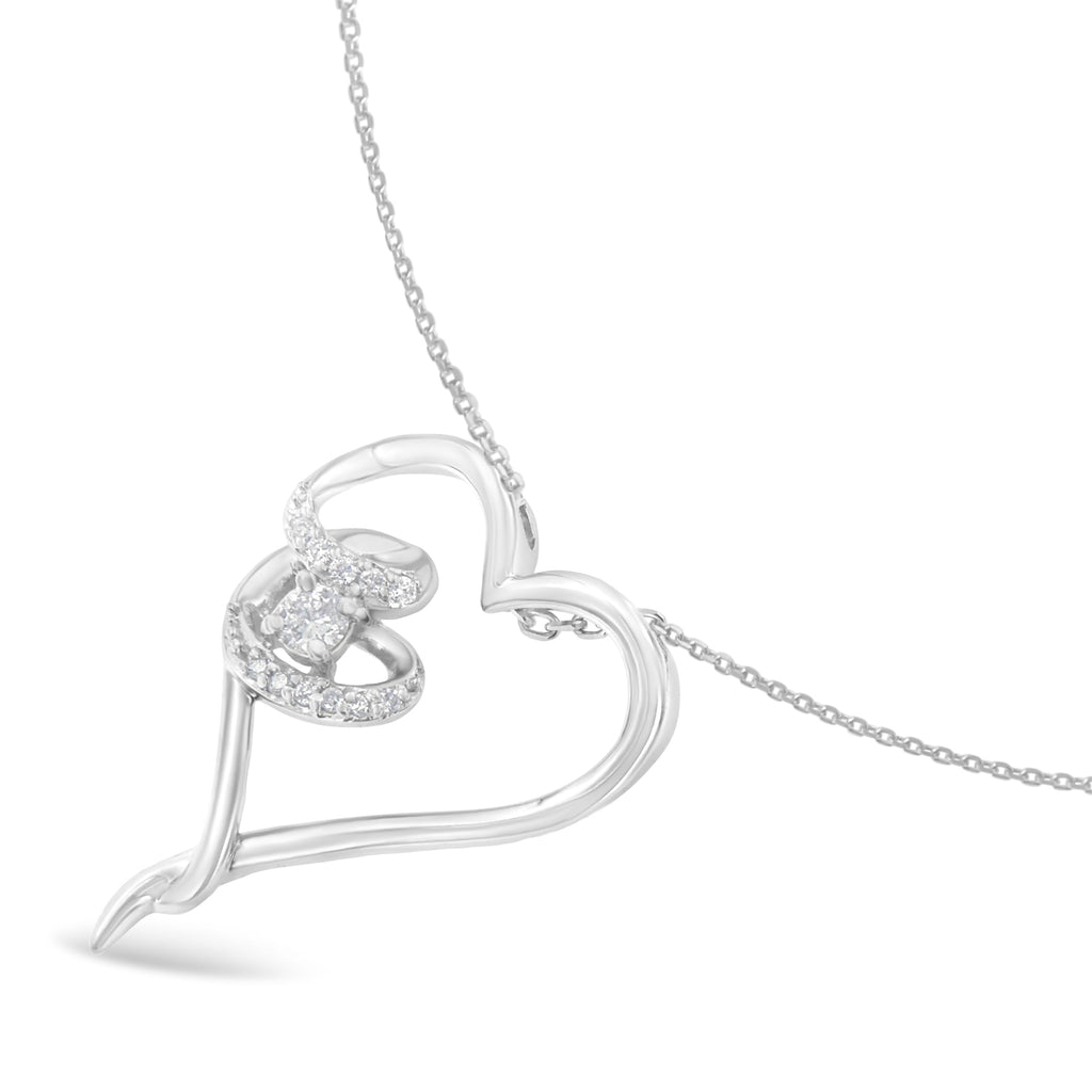 small diamond heart necklace in sterling silver