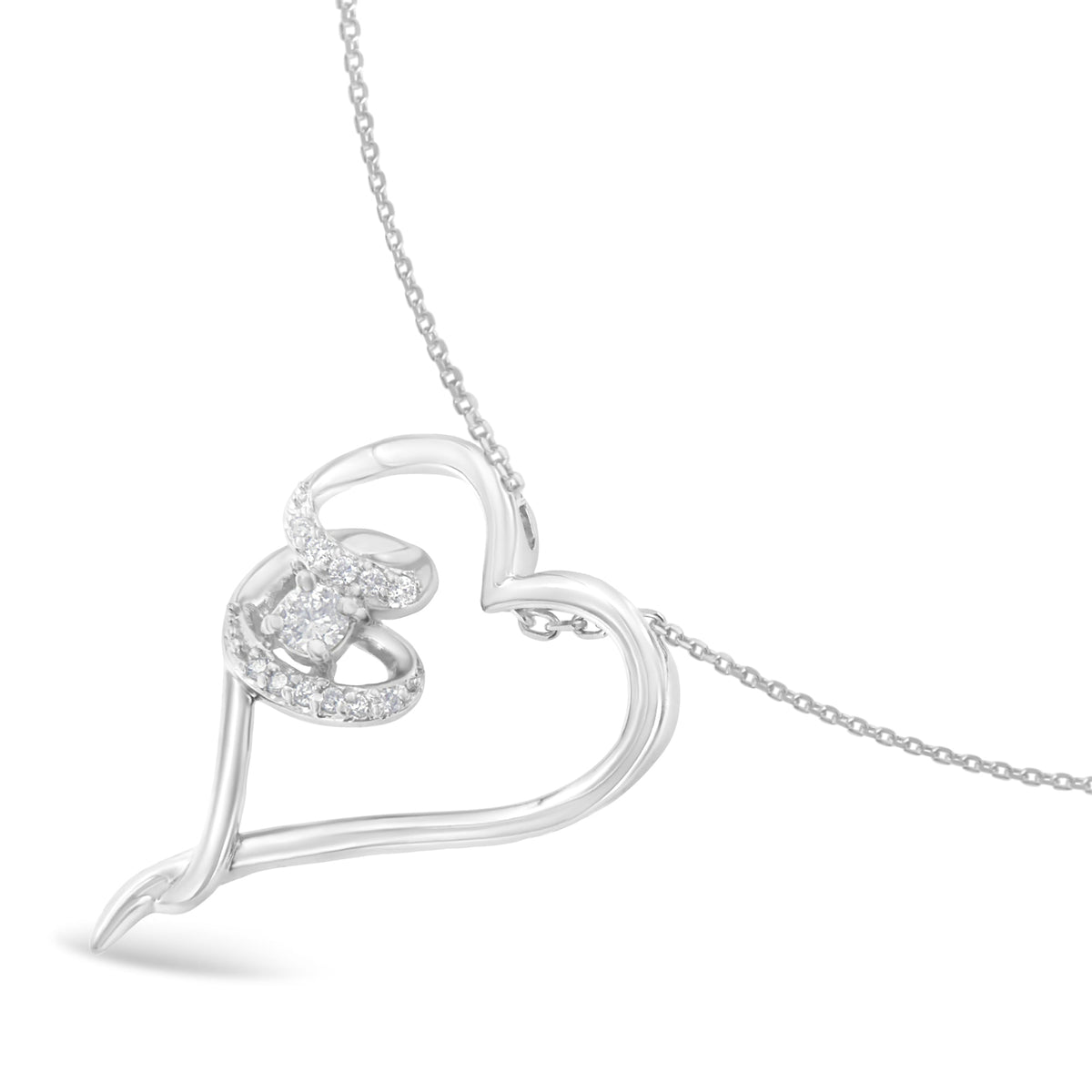 small diamond heart necklace in sterling silver