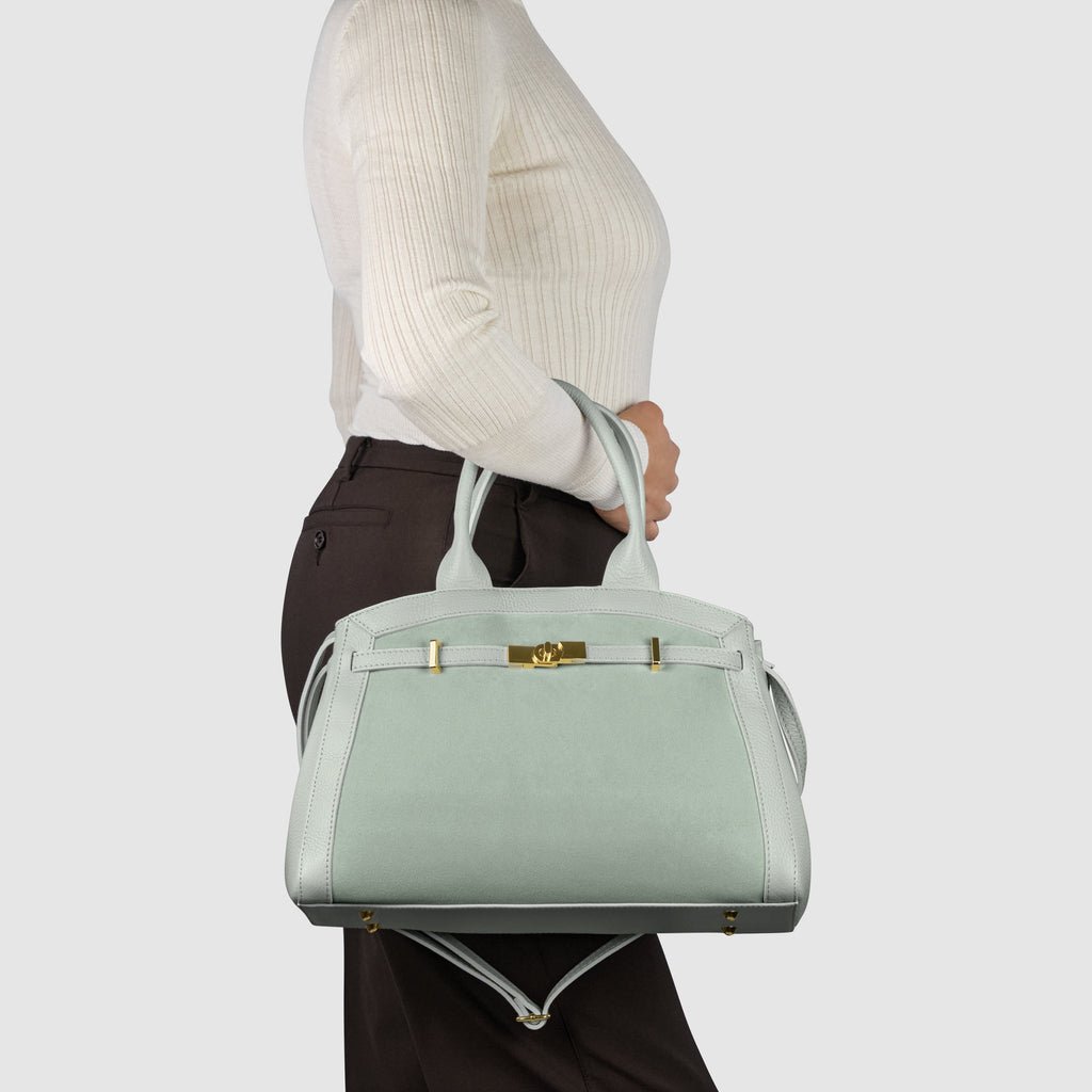 suede carryall bag Italy large interior practical design