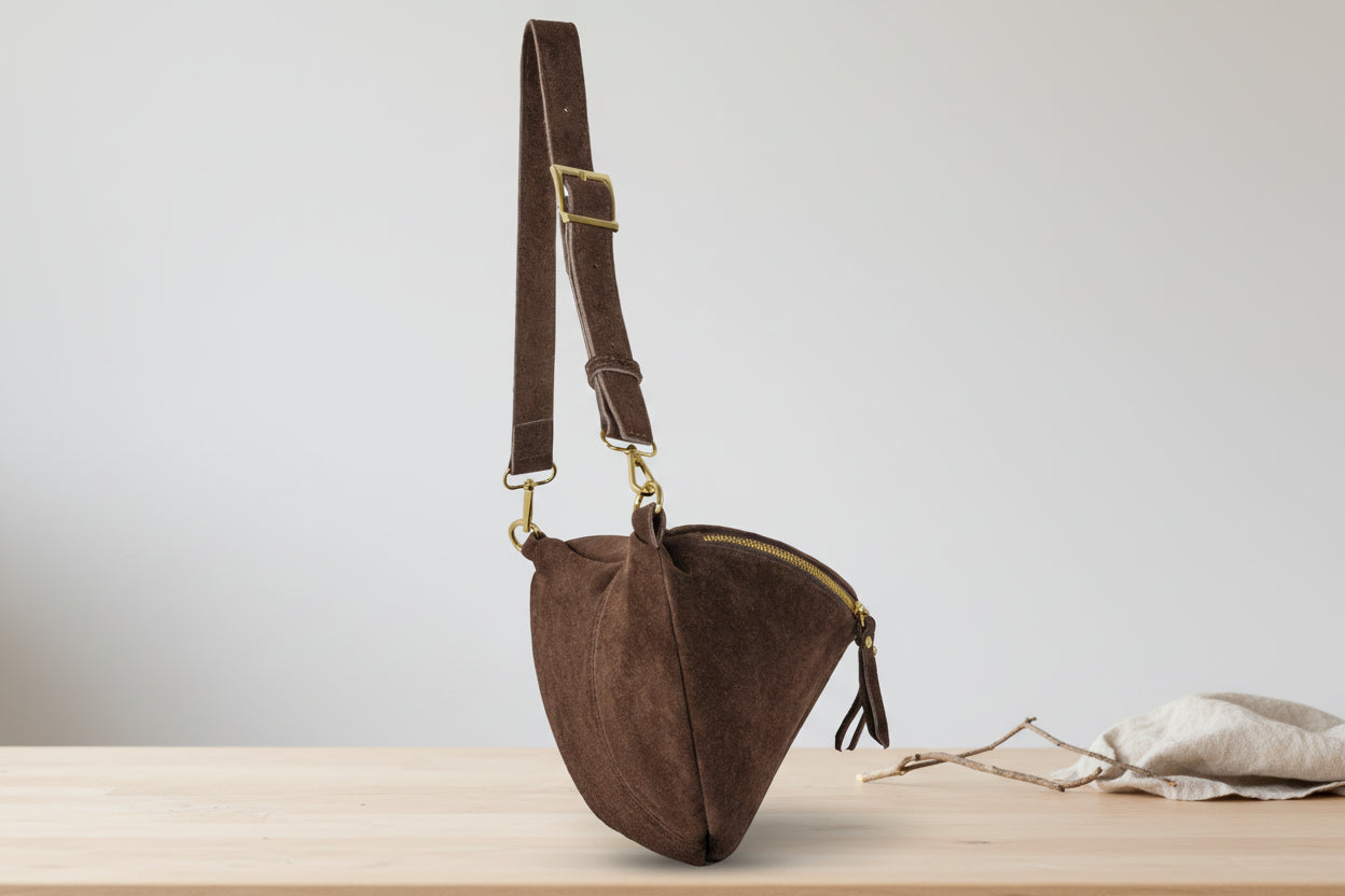 Italian Genuine Suede Crossbody Bag | Handcrafted Leather Purse