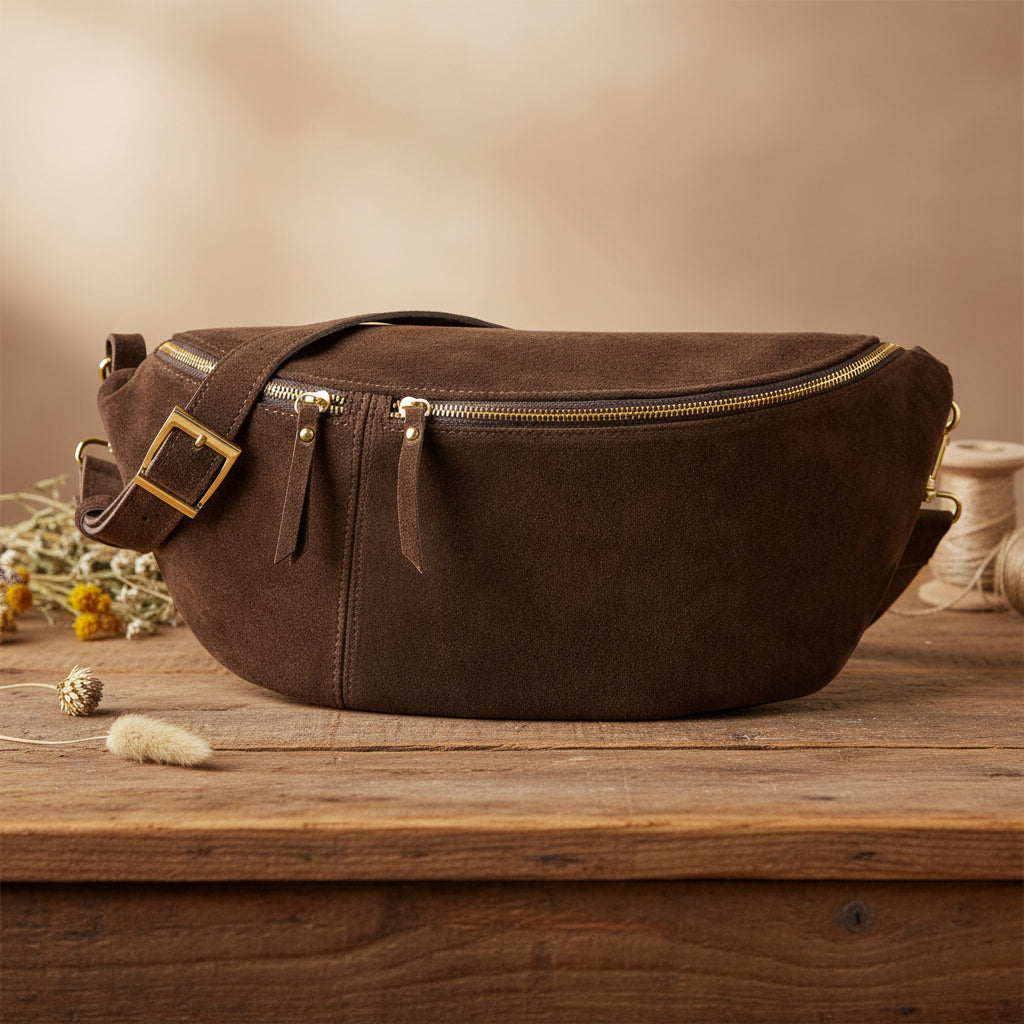 Italian Genuine Suede Crossbody Bag | Handcrafted Leather Purse