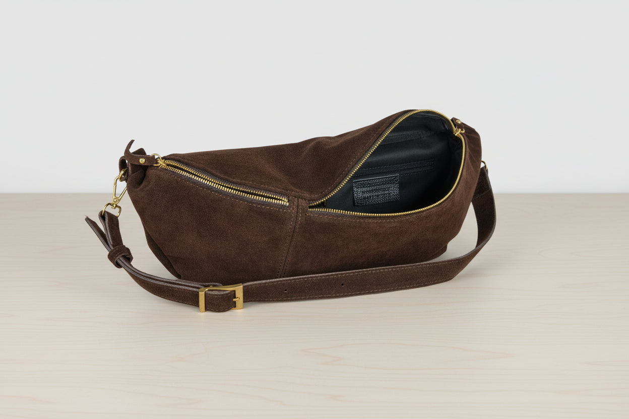 Italian Genuine Suede Crossbody Bag | Handcrafted Leather Purse