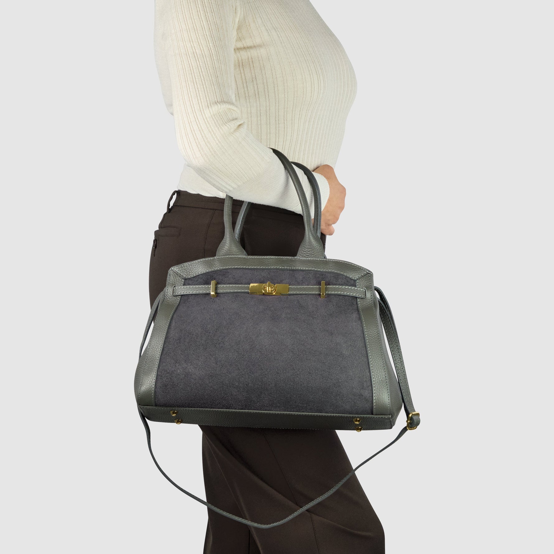 suede leather tote bag for women soft genuine Italian leather