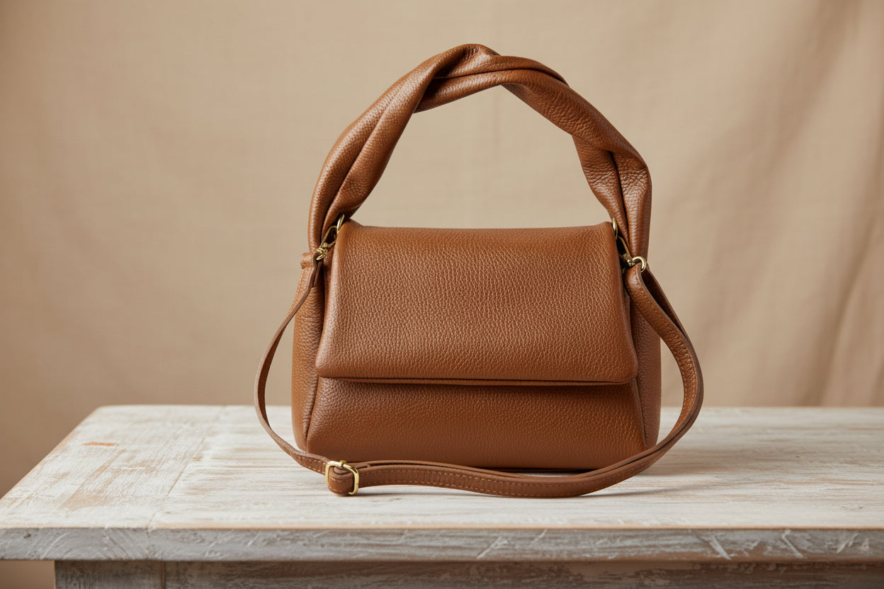 Suede leather tote bag spacious