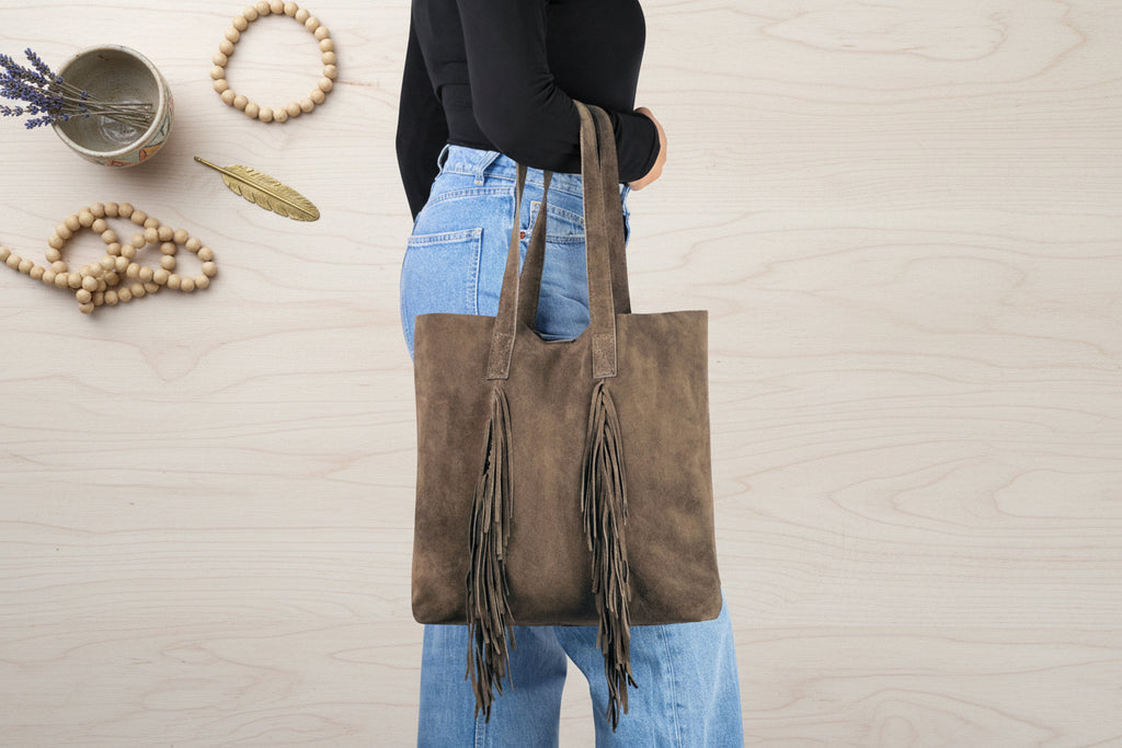 Explore suede leather handbags for women