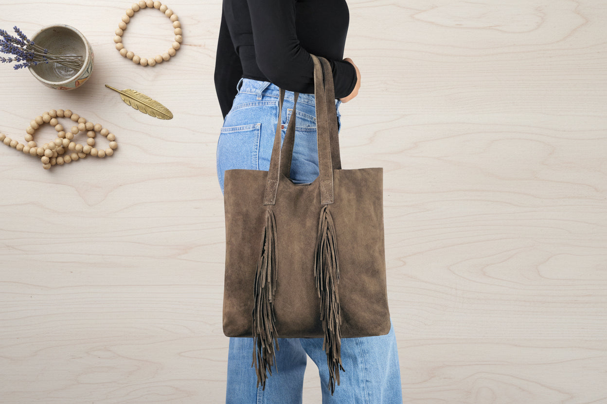 Explore suede leather handbags for women
