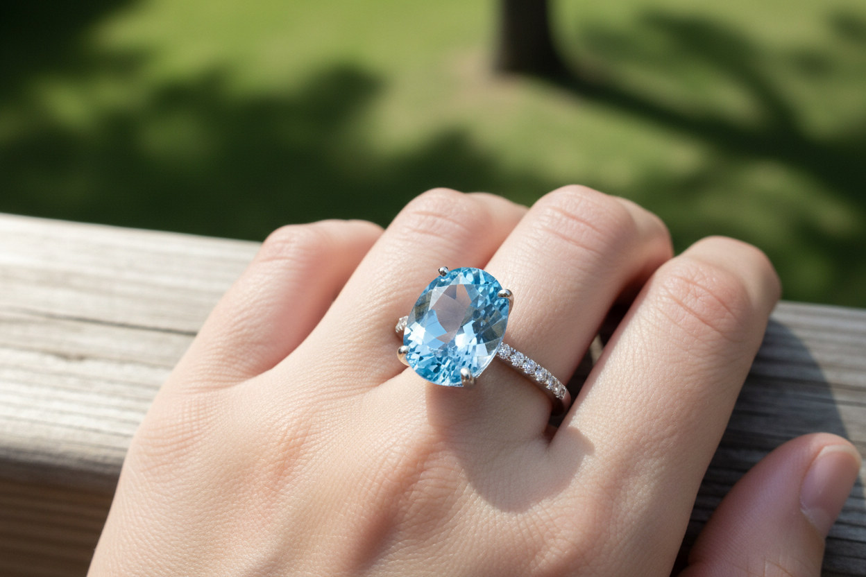 blue topaz natural ring