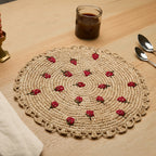 Strawberry Raffia Placemat – Hand-Crocheted Natural Table Mat