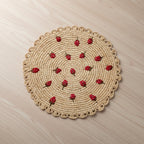 Strawberry Raffia Placemat – Hand-Crocheted Natural Table Mat