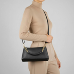 Genuine Calf Leather Crossbody Bag – Italian Made, Chain Handle & Dual Zip