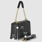 Genuine Calf Leather Crossbody Bag – Italian Made, Chain Handle & Dual Zip