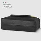 Genuine Calf Leather Crossbody Bag – Italian Made, Chain Handle & Dual Zip