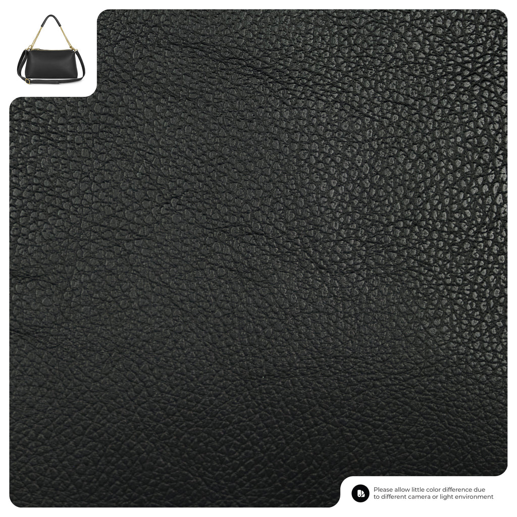 Genuine Calf Leather Crossbody Bag – Italian Made, Chain Handle & Dual Zip