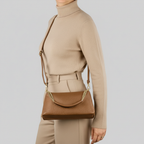 Genuine Calf Leather Crossbody Bag – Italian Made, Chain Handle & Dual Zip