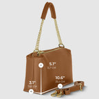 Genuine Calf Leather Crossbody Bag – Italian Made, Chain Handle & Dual Zip