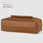 Genuine Calf Leather Crossbody Bag – Italian Made, Chain Handle & Dual Zip
