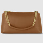 Genuine Calf Leather Crossbody Bag – Italian Made, Chain Handle & Dual Zip
