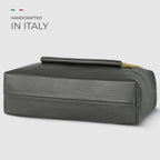 Genuine Calf Leather Crossbody Bag – Italian Made, Chain Handle & Dual Zip