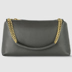 Genuine Calf Leather Crossbody Bag – Italian Made, Chain Handle & Dual Zip