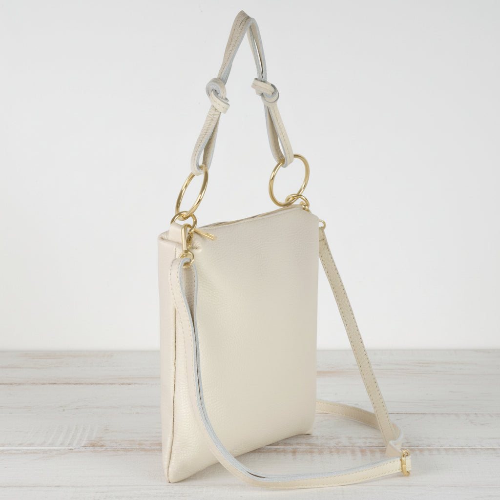 Leather Shoulder Bag with Knotted Handle & Crossbody Strap - Bags & Purses Handmade