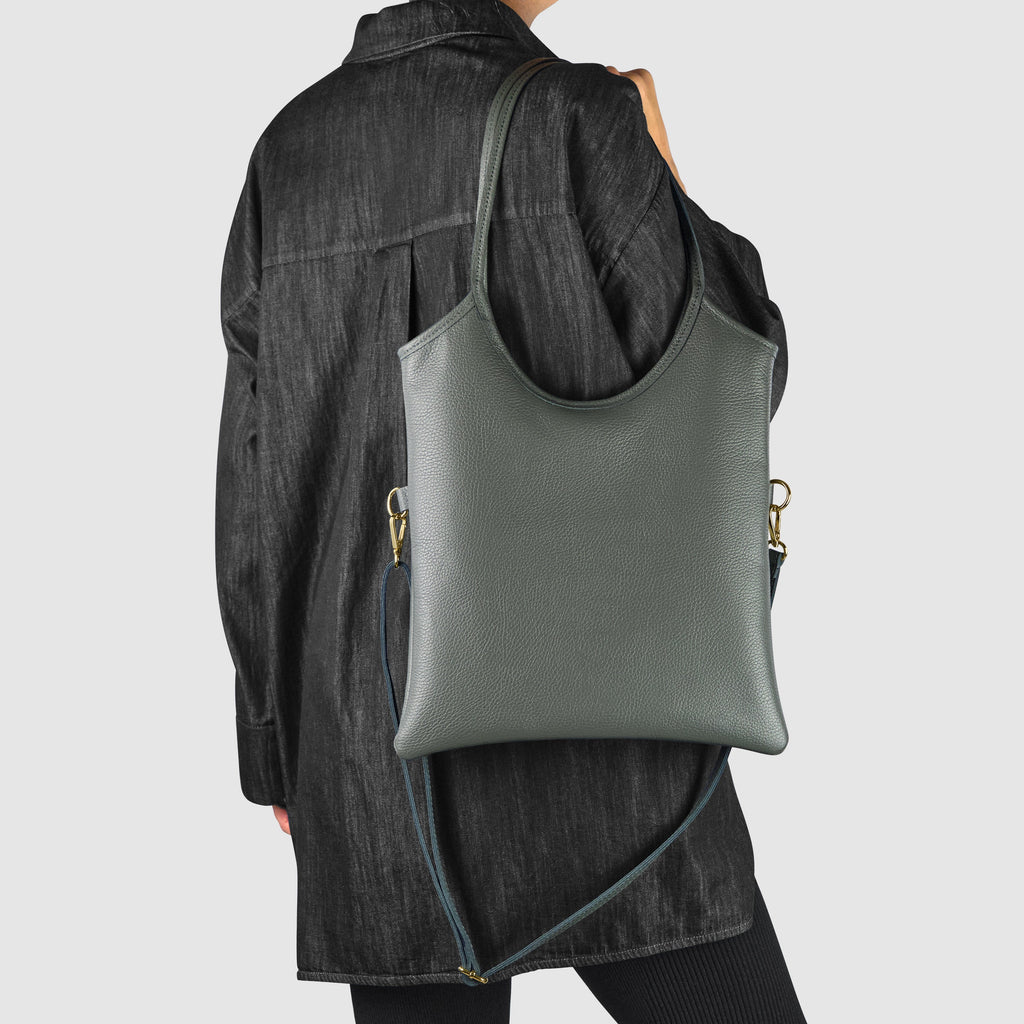 Genuine Calf Leather Tote Bag – Italian Made, Crossbody & Shoulder Carry