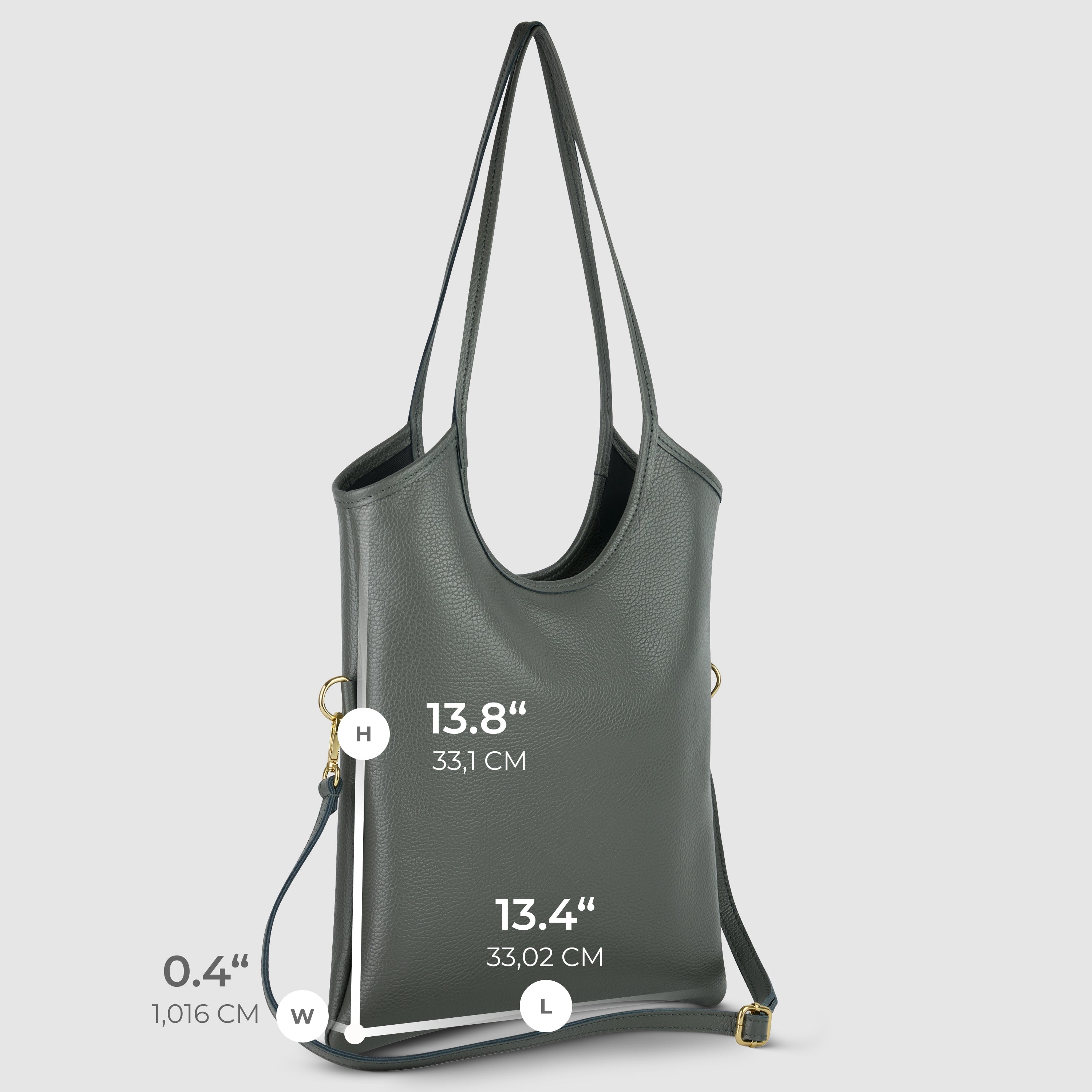 Genuine Calf Leather Tote Bag – Italian Made, Crossbody & Shoulder Carry