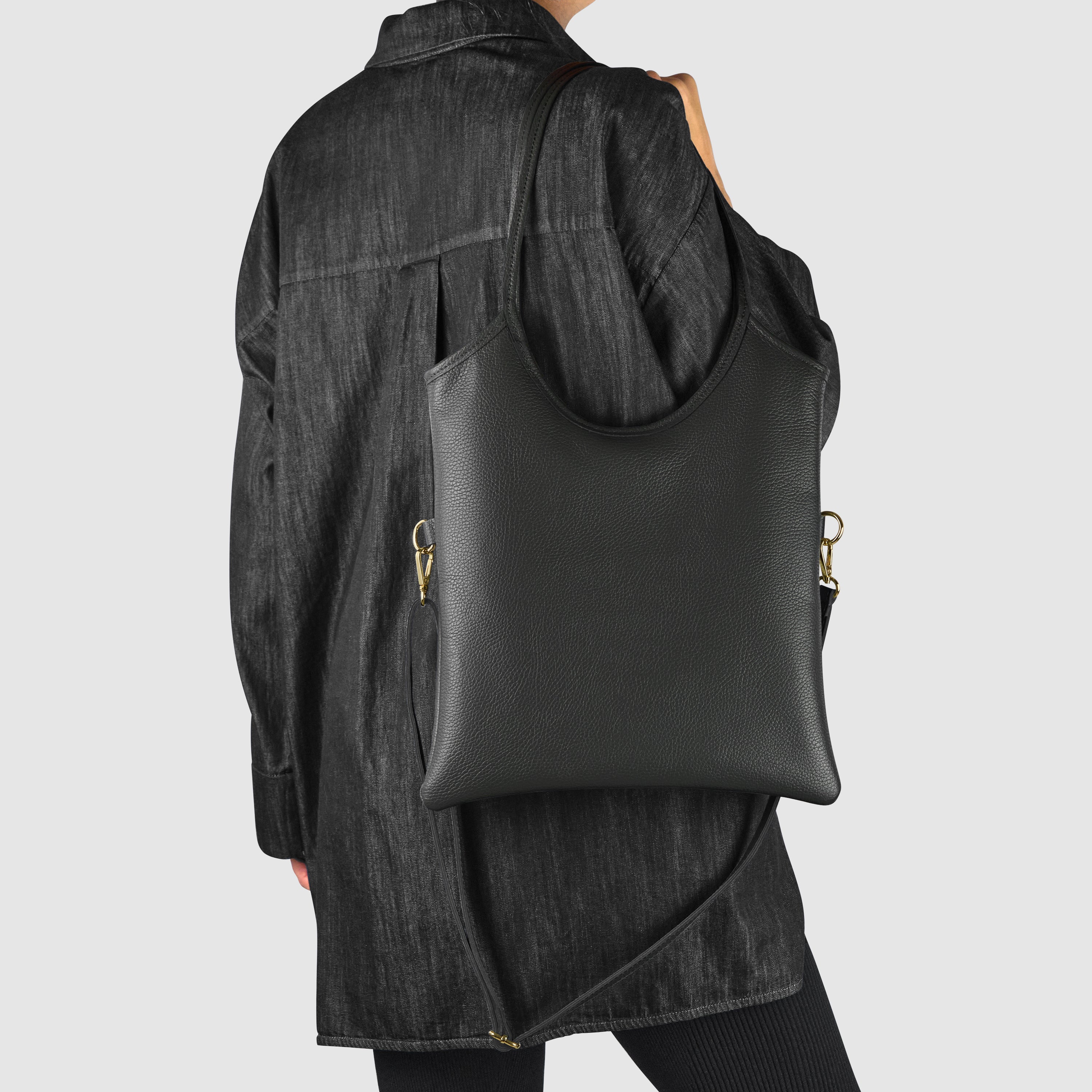 Genuine Calf Leather Tote Bag – Italian Made, Crossbody & Shoulder Carry