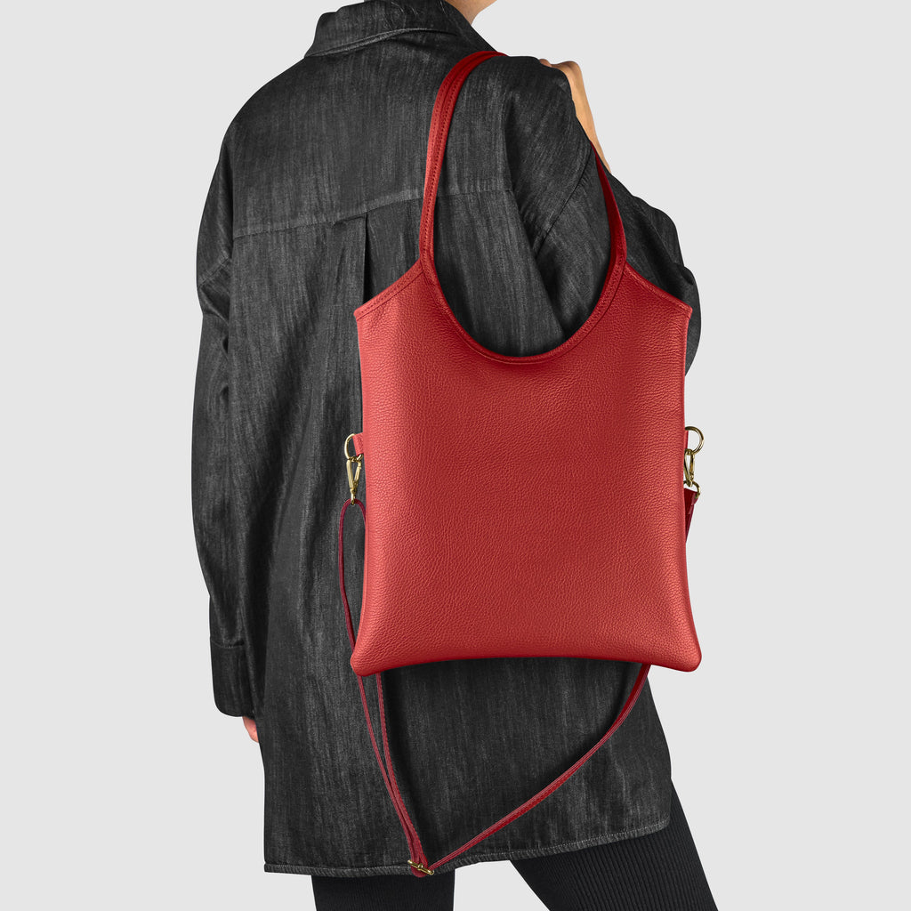 Genuine Calf Leather Tote Bag – Italian Made, Crossbody & Shoulder Carry