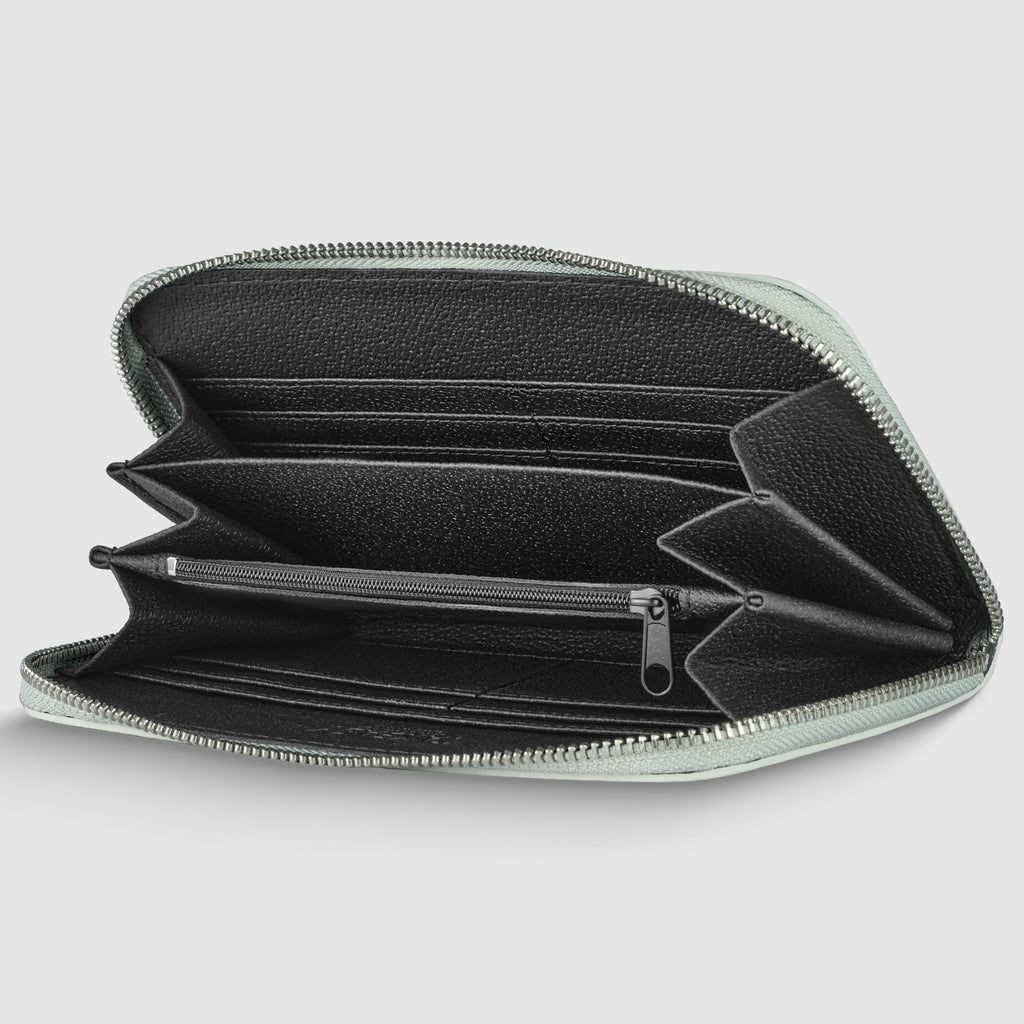 Italian Metallic Calf Leather Zip Wallet | 18 Card Slots | Handmade in Italy
