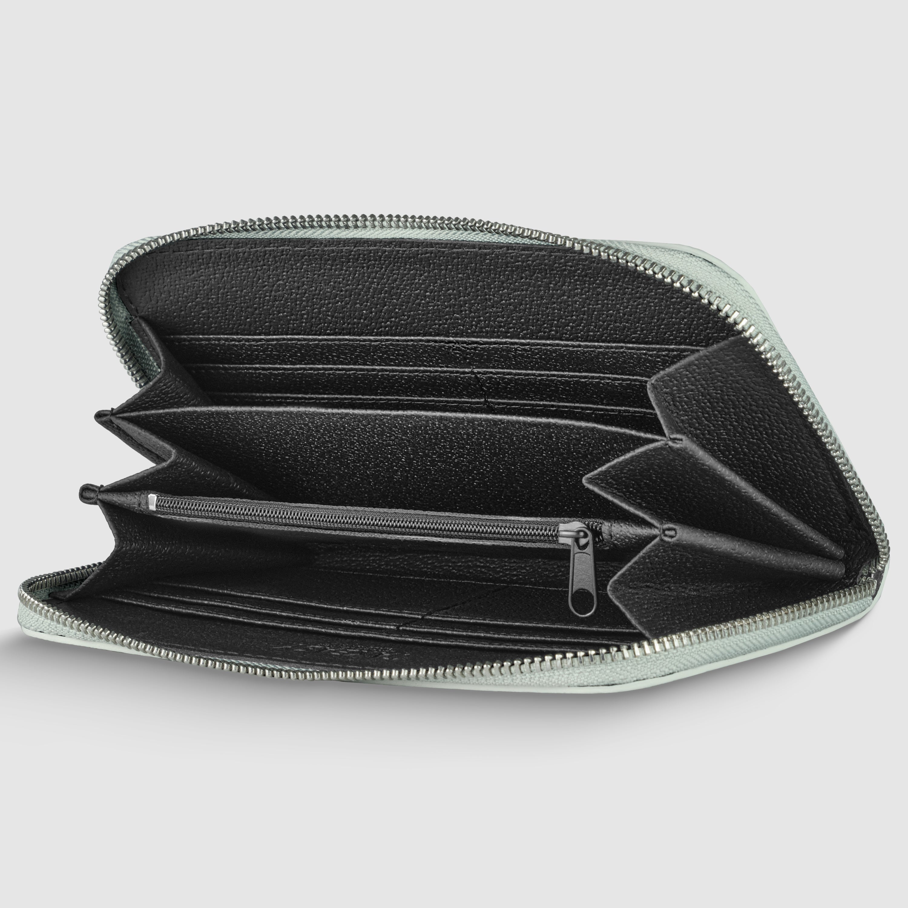 Italian Metallic Calf Leather Zip Wallet | 18 Card Slots | Handmade in Italy