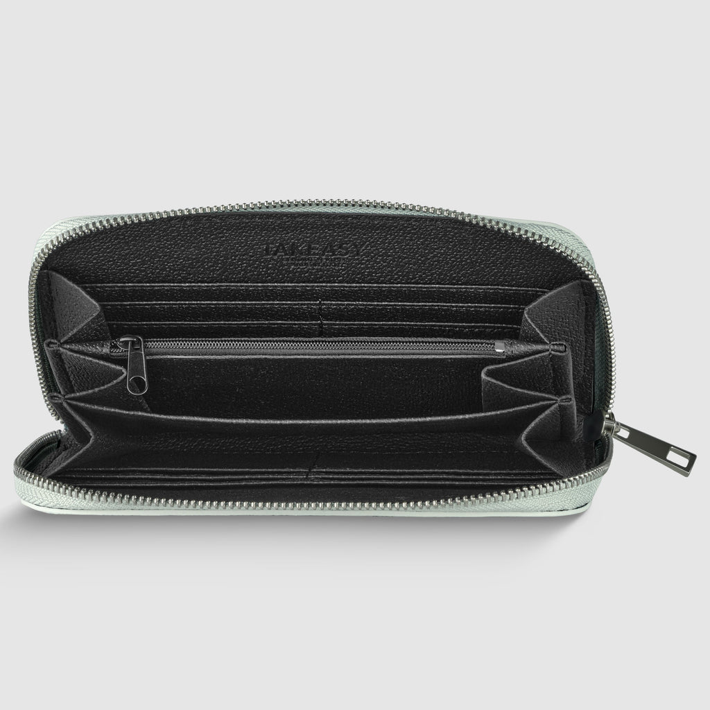 Italian Metallic Calf Leather Zip Wallet | 18 Card Slots | Handmade in Italy