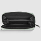 Italian Metallic Calf Leather Zip Wallet | 18 Card Slots | Handmade in Italy