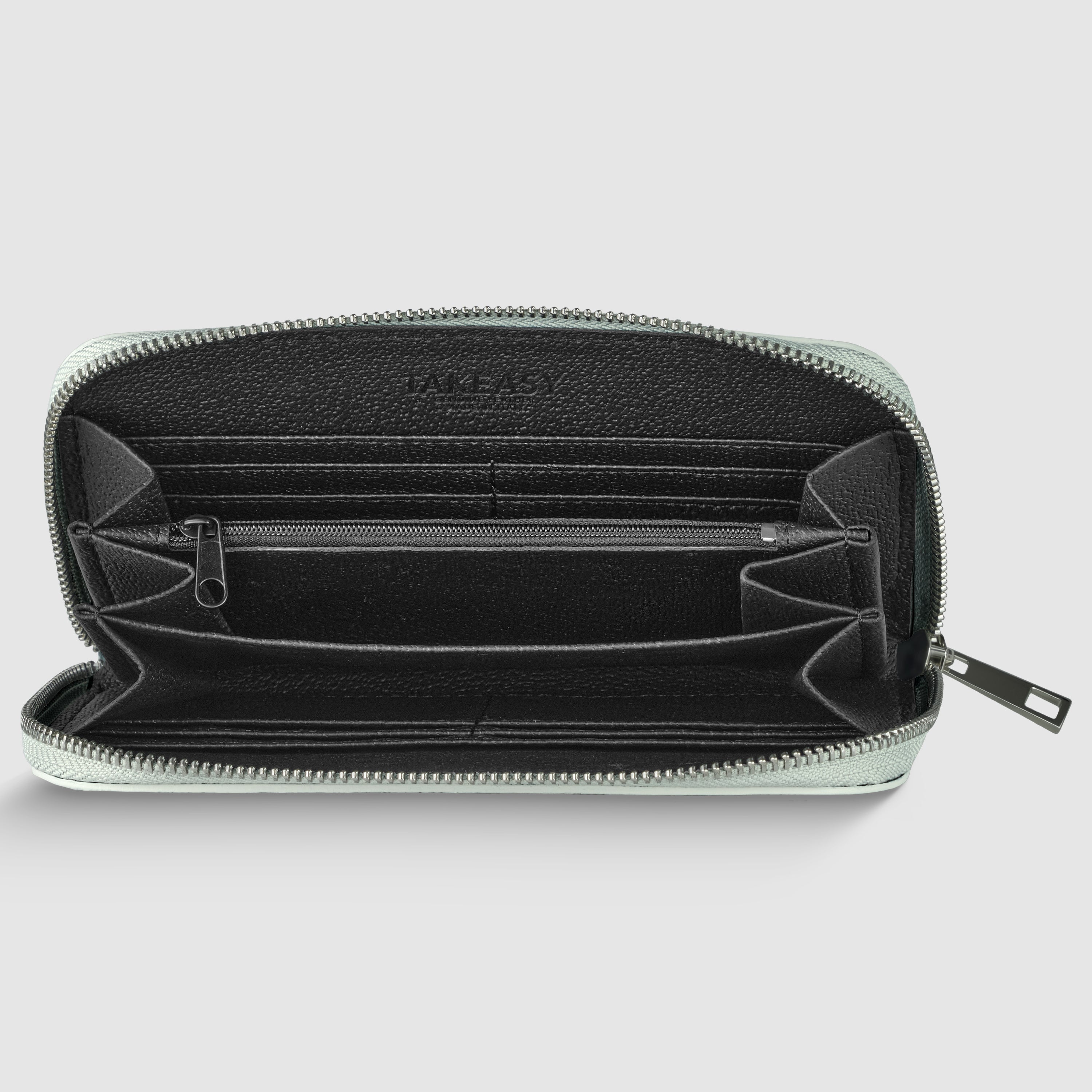 Italian Metallic Calf Leather Zip Wallet | 18 Card Slots | Handmade in Italy