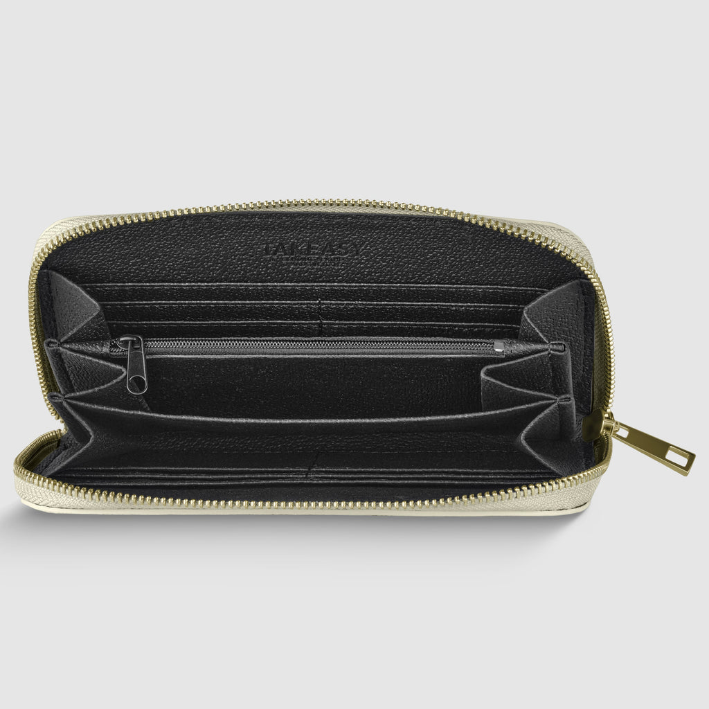 Italian Metallic Calf Leather Zip Wallet | 18 Card Slots | Handmade in Italy