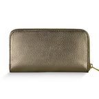 Italian Metallic Calf Leather Zip Wallet | 18 Card Slots | Handmade in Italy