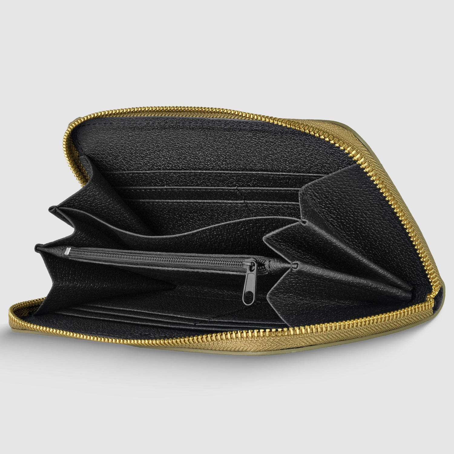 Italian Metallic Calf Leather Zip Wallet | 18 Card Slots | Handmade in Italy