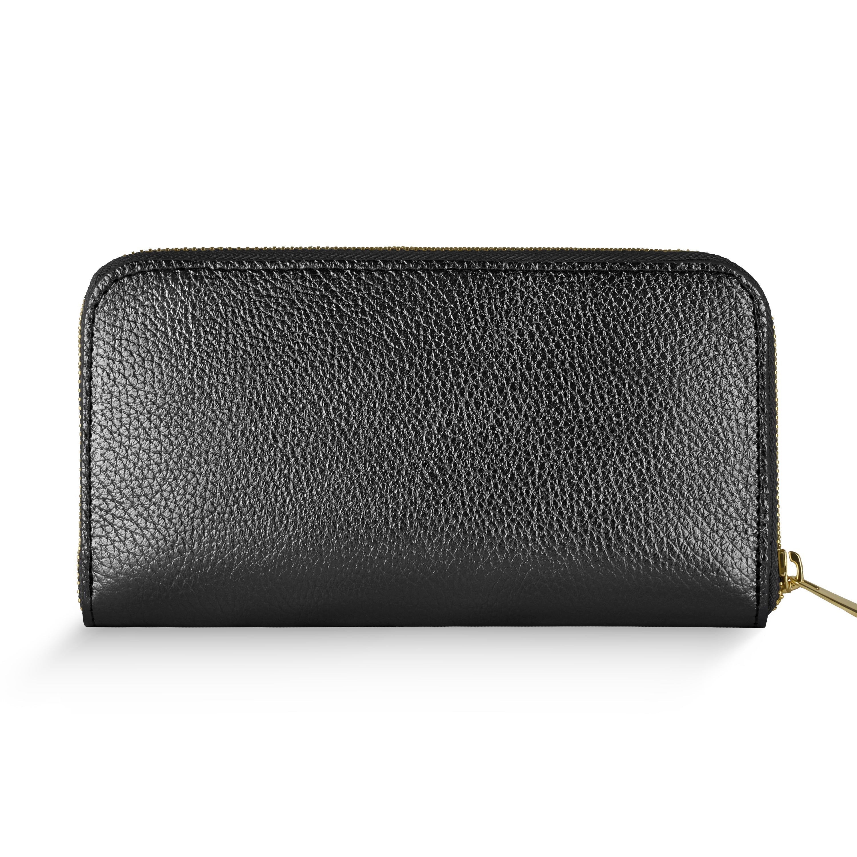 Italian Metallic Calf Leather Zip Wallet | 18 Card Slots | Handmade in Italy