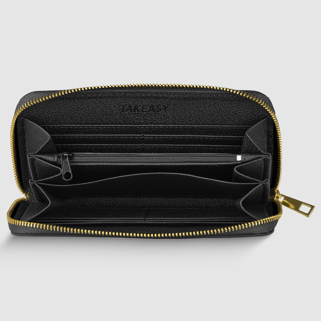 Italian Metallic Calf Leather Zip Wallet | 18 Card Slots | Handmade in Italy