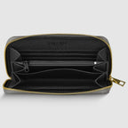 Italian Metallic Calf Leather Zip Wallet | 18 Card Slots | Handmade in Italy