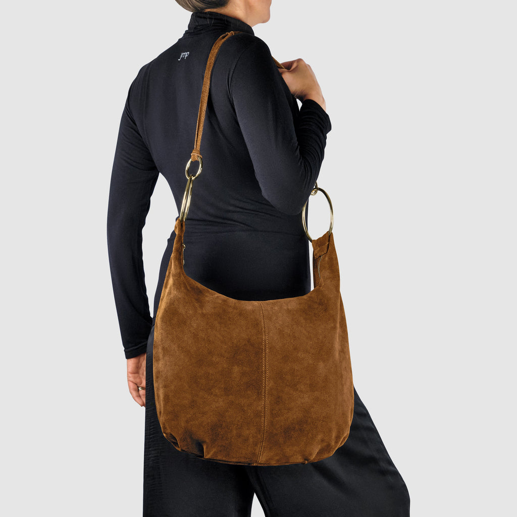 Genuine Suede Hobo Bag – Italian Handmade Leather Shoulder Bag