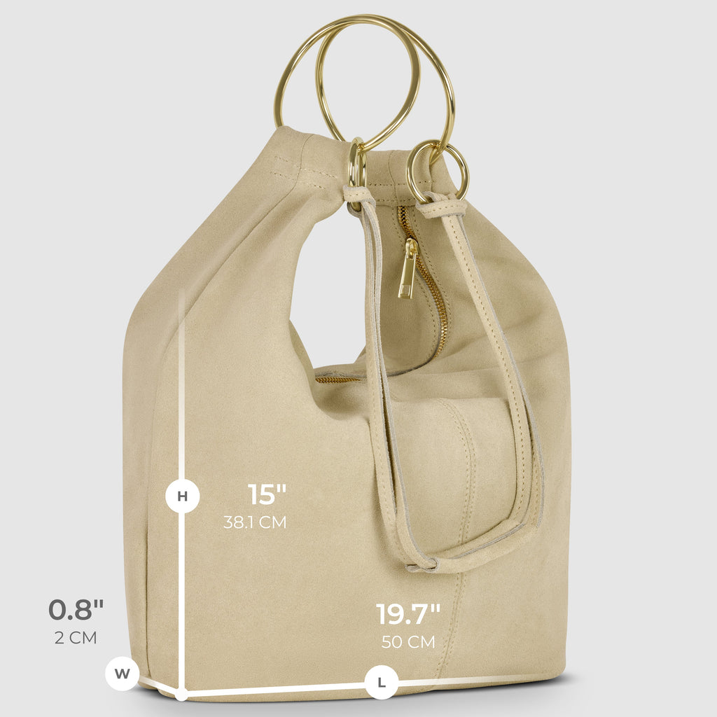 Genuine Suede Hobo Bag – Italian Handmade Leather Shoulder Bag