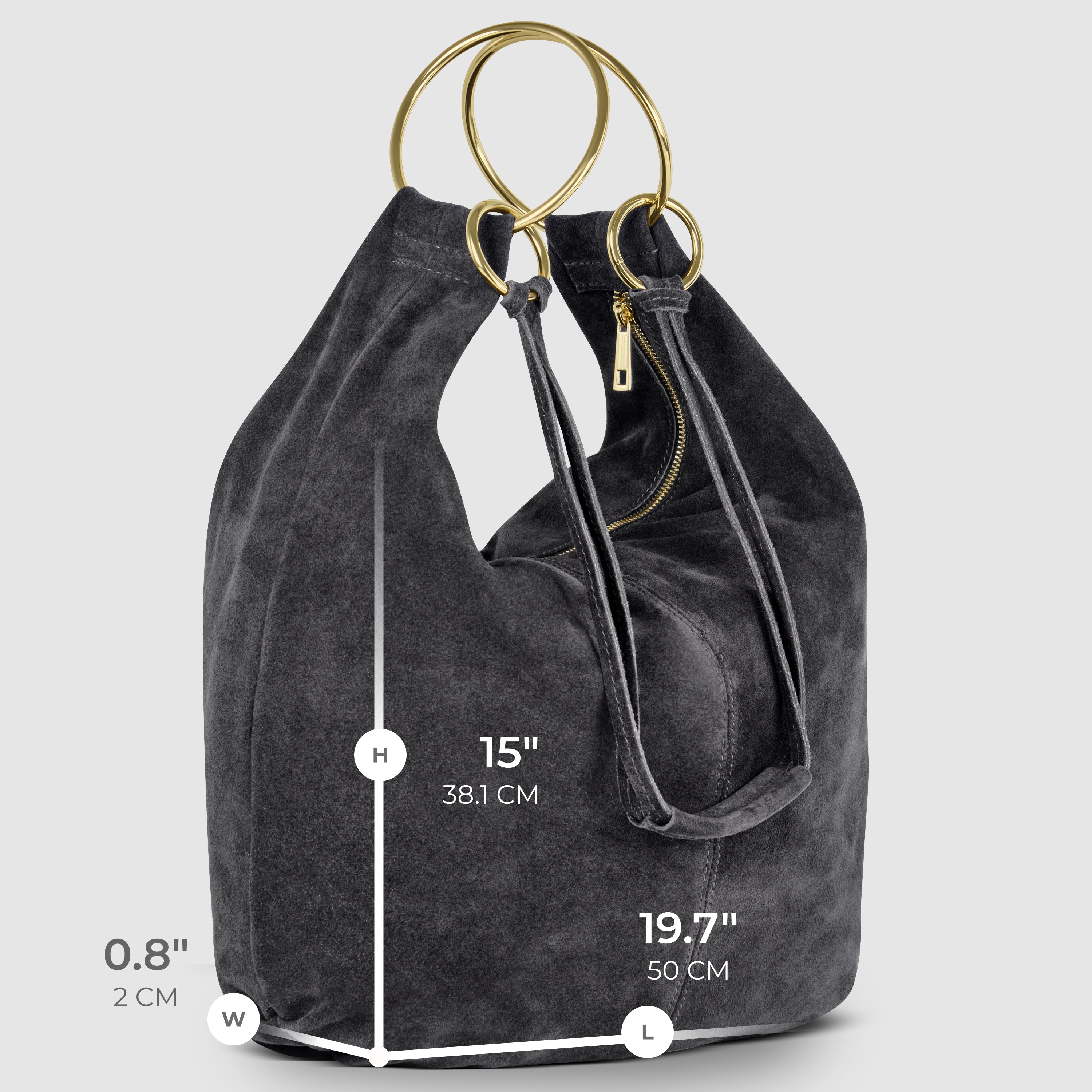 Genuine Suede Hobo Bag – Italian Handmade Leather Shoulder Bag