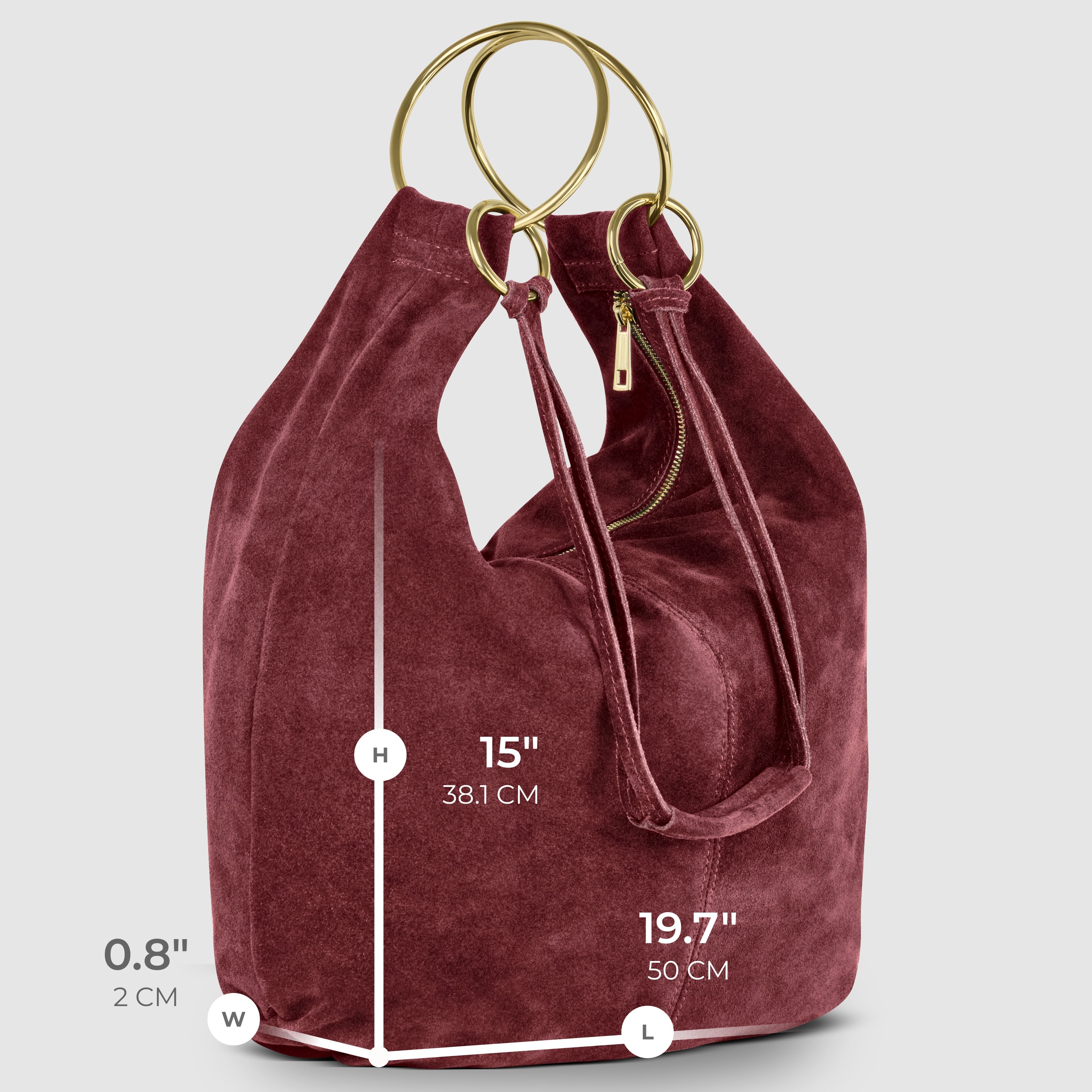 Genuine Suede Hobo Bag – Italian Handmade Leather Shoulder Bag