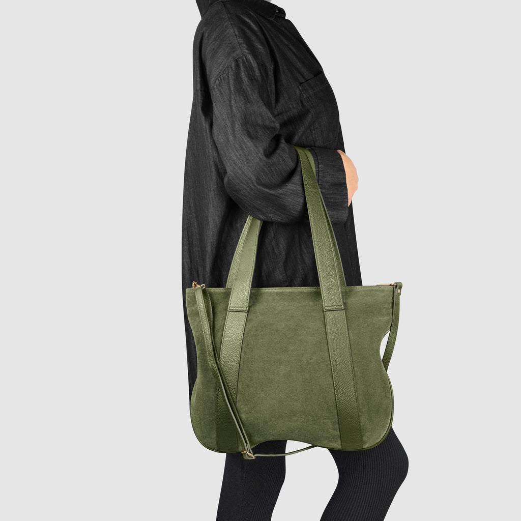 Italian Suede Leather Tote Bag – Spacious Shoulder Bag Made in Italy