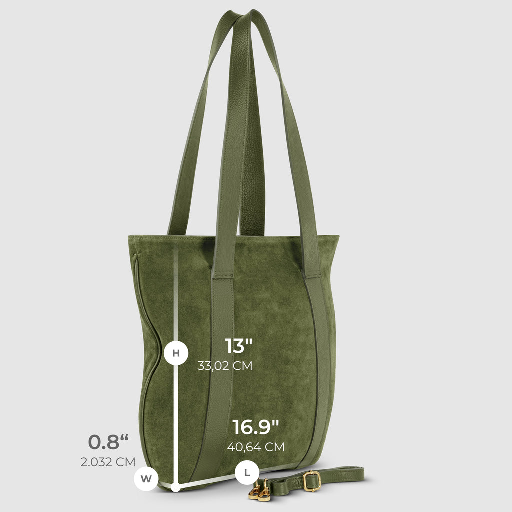 Italian Suede Leather Tote Bag – Spacious Shoulder Bag Made in Italy