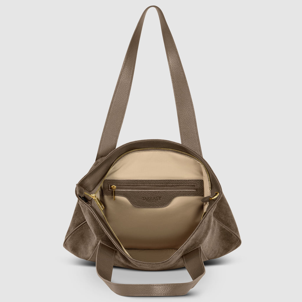 Italian Suede Leather Tote Bag – Spacious Shoulder Bag Made in Italy