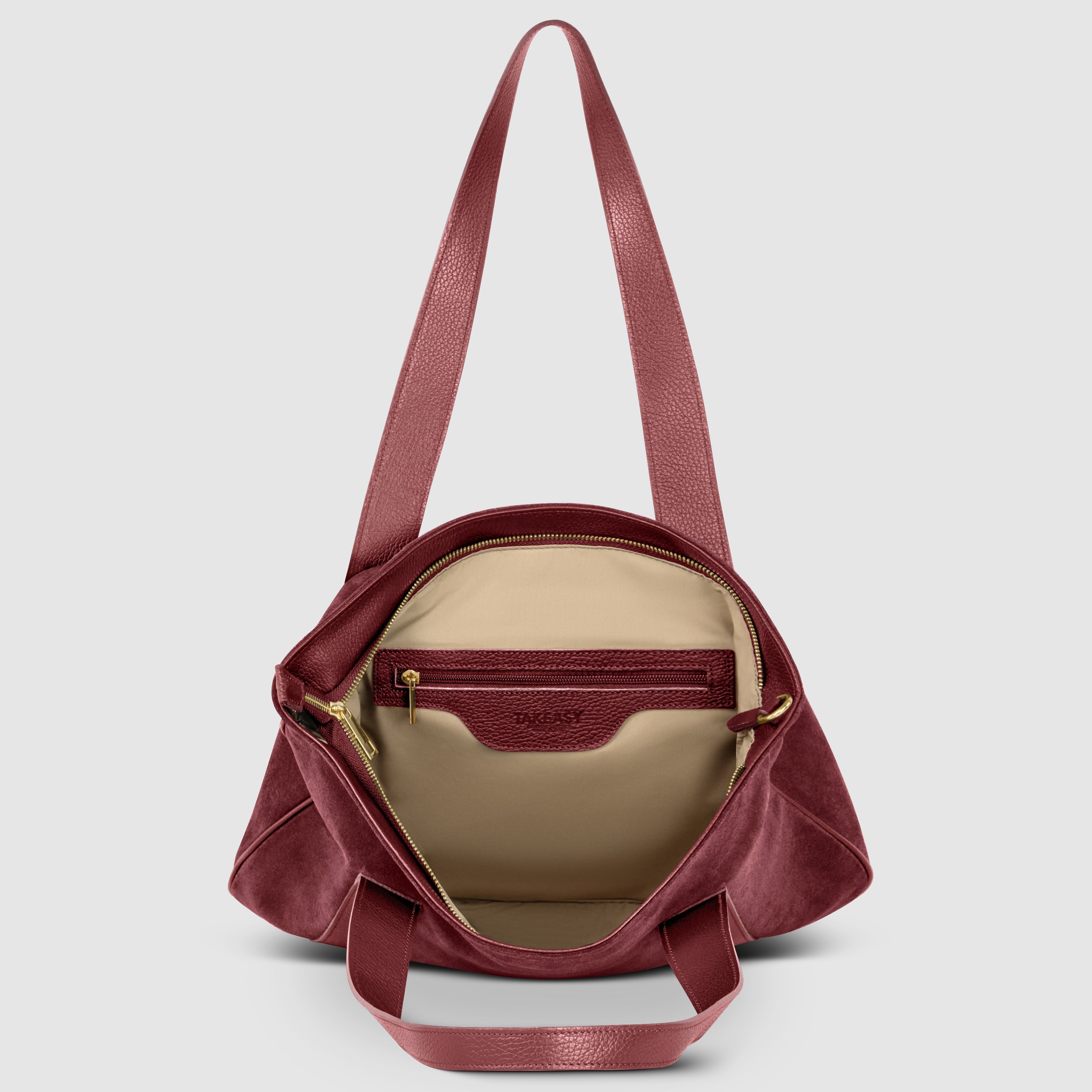 Italian Suede Leather Tote Bag – Spacious Shoulder Bag Made in Italy