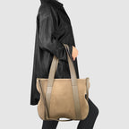Italian Suede Leather Tote Bag – Spacious Shoulder Bag Made in Italy