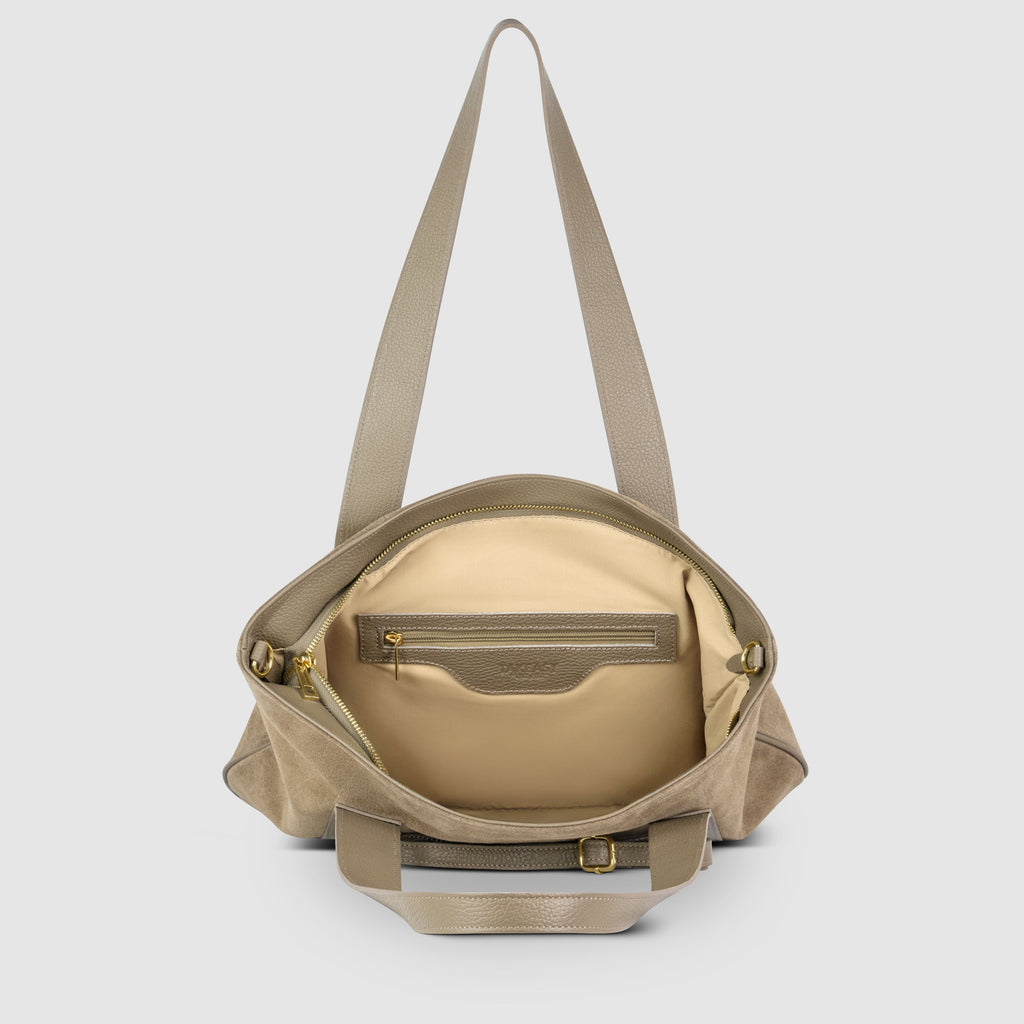 Italian Suede Leather Tote Bag – Spacious Shoulder Bag Made in Italy
