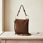 Italian Genuine Suede Leather Shoulder Bag with Adjustable Strap